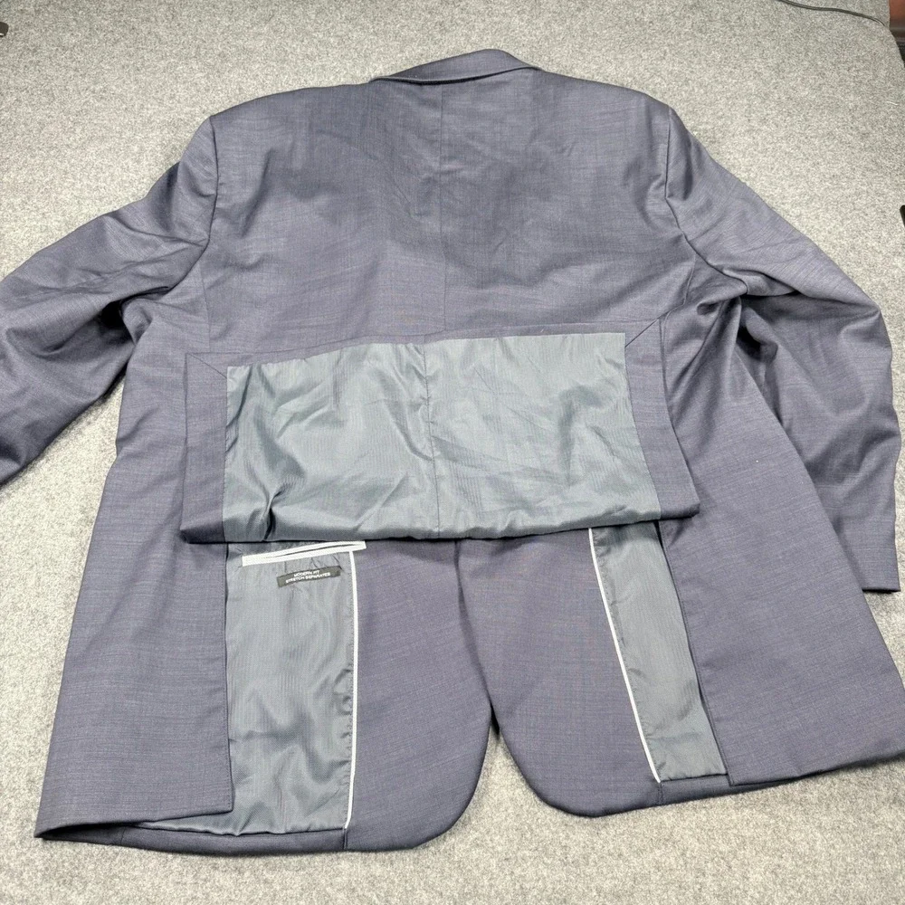 Mens 2 Button Suit Set Blazer and Trousers Blue Grey Textured Modern Fit